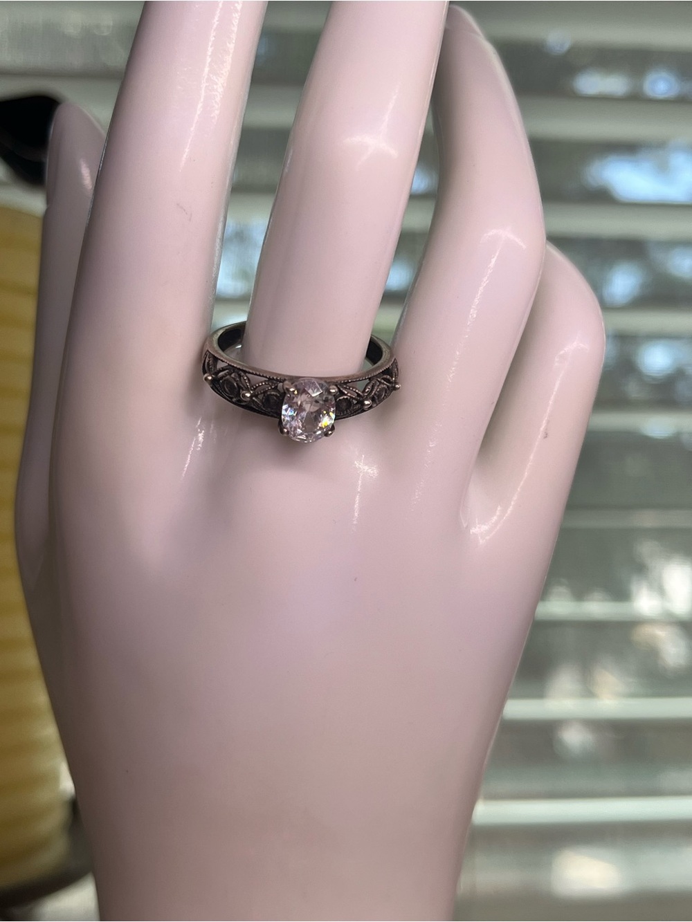 Vintage Sterling Silver Solitaire Ring with CZ Stone